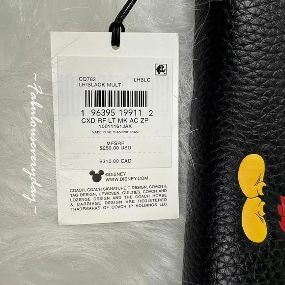 Disney X Coach Essential Accordion Zip Wallet In Leather Black CQ783 Mickey NWT - Picture 6 of 8
